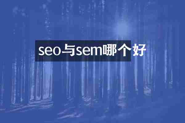 seo与sem哪个好