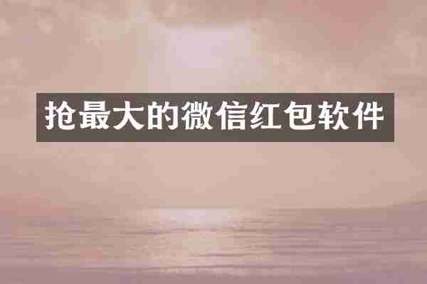 抢最大的微信红包软件