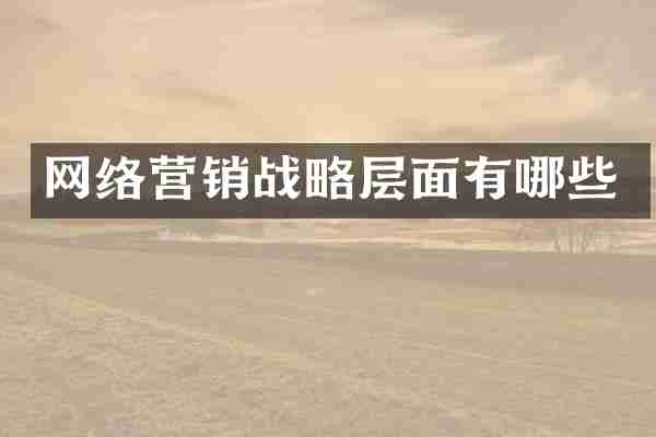 网络营销战略层面有哪些
