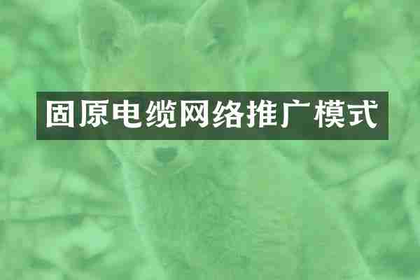 固原电缆网络推广模式