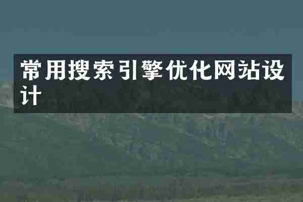 常用搜索引擎优化网站设计