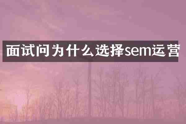 面试问为什么选择sem运营
