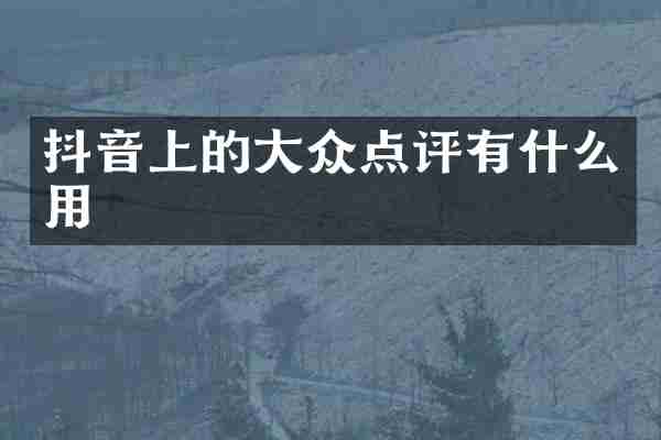 抖音上的大众点评有什么用
