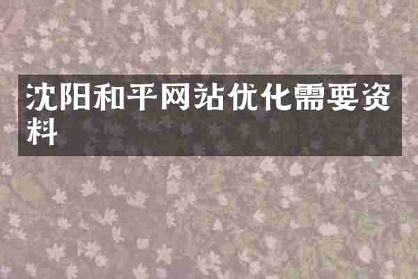 沈阳和平网站优化需要资料
