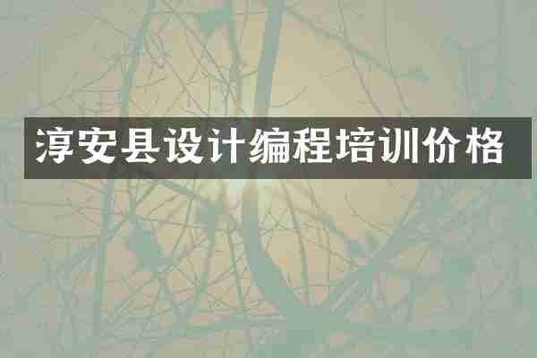 淳安县设计编程培训价格