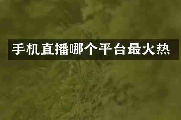 手机直播哪个平台最火热