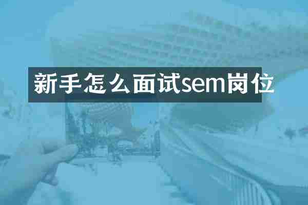 新手怎么面试sem岗位