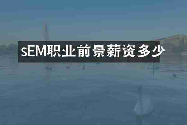 sEM职业前景薪资多少