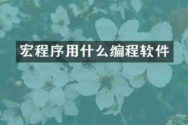 宏程序用什么编程软件