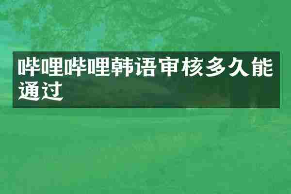 哔哩哔哩韩语审核多久能通过