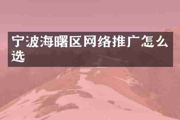 宁波海曙区网络推广怎么选