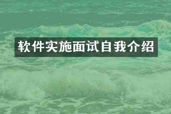 软件实施面试自我介绍