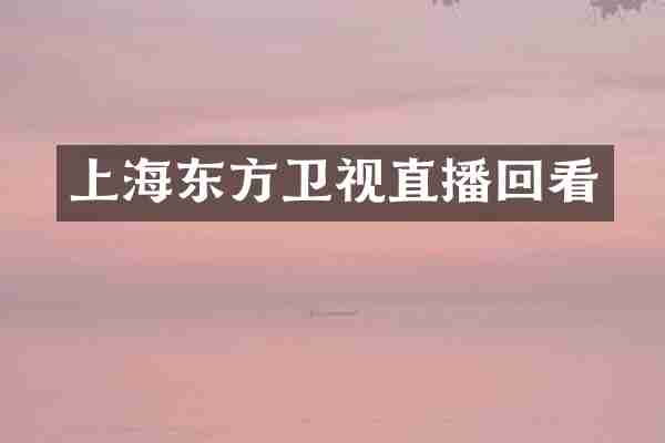 上海东方卫视直播回看