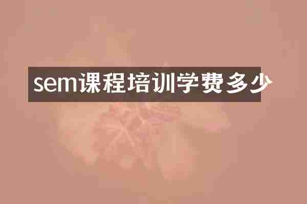 sem课程培训学费多少
