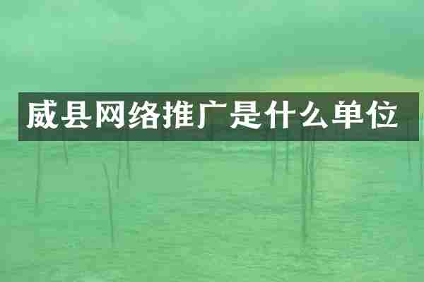 威县网络推广是什么单位