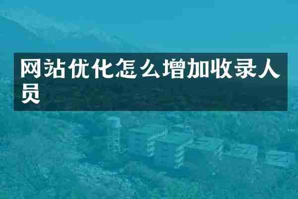 网站优化怎么增加收录人员