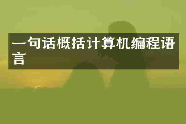 一句话概括计算机编程语言