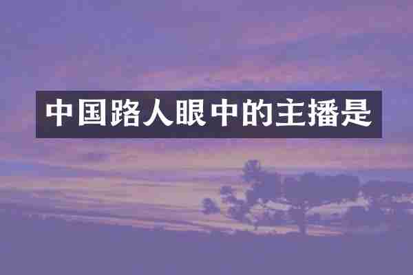 中国路人眼中的主播是