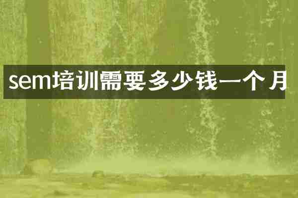 sem培训需要多少钱一个月