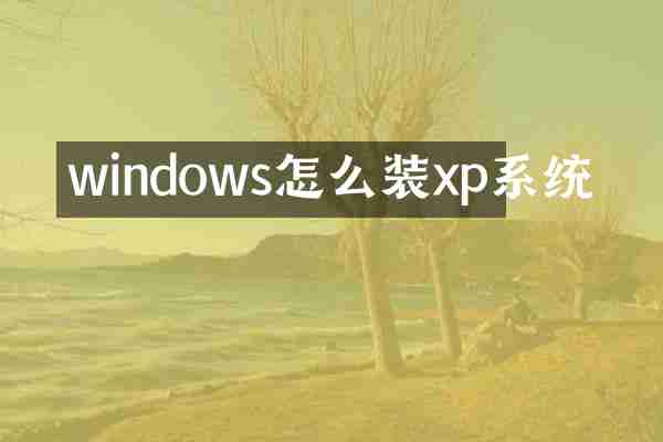windows怎么装xp系统