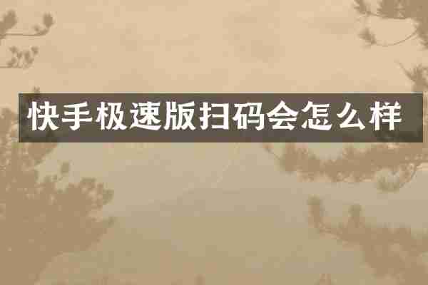 快手极速版扫码会怎么样