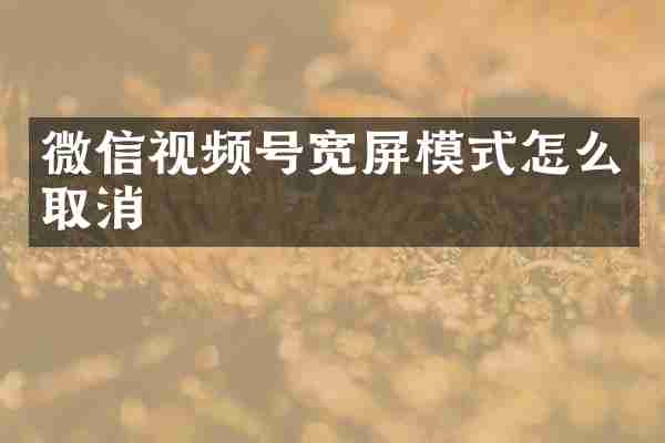 微信视频号宽屏模式怎么取消