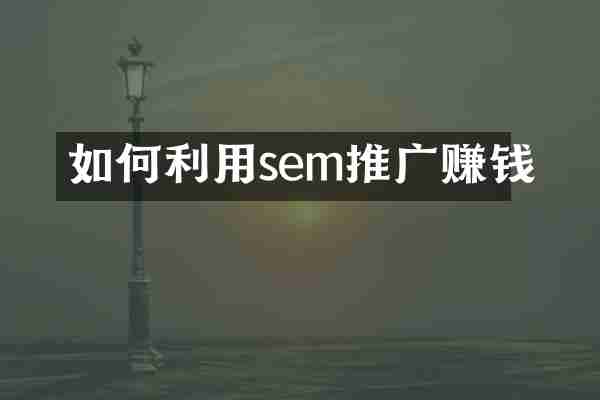 如何利用sem推广赚钱