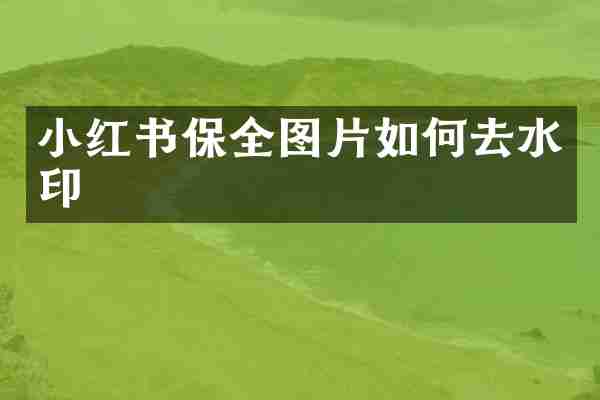 小红书保全图片如何去水印