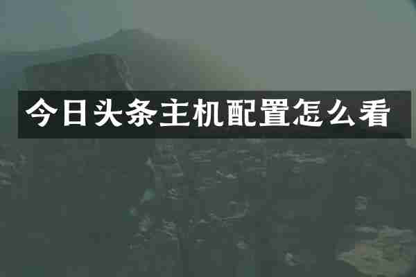 今日头条主机配置怎么看