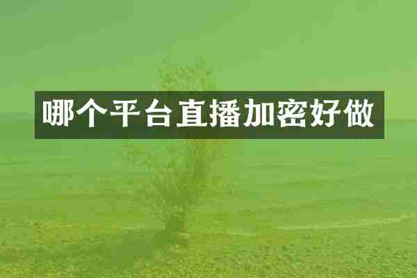 哪个平台直播加密好做