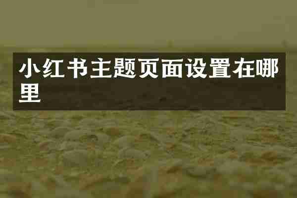 小红书主题页面设置在哪里