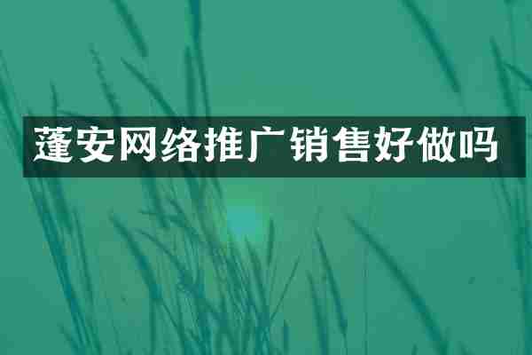 蓬安网络推广销售好做吗