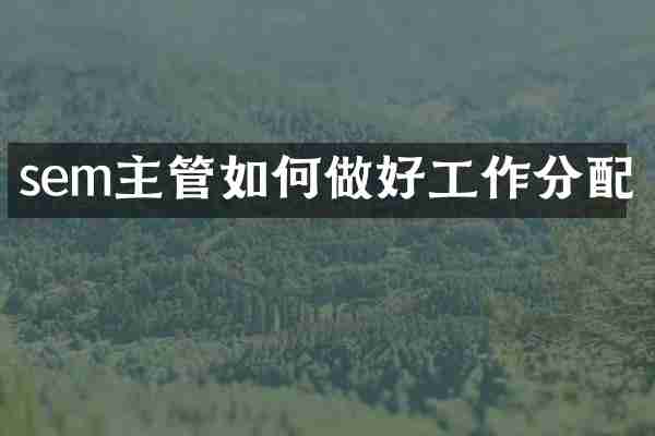 sem主管如何做好工作分配