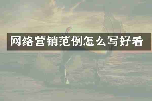 网络营销范例怎么写好看