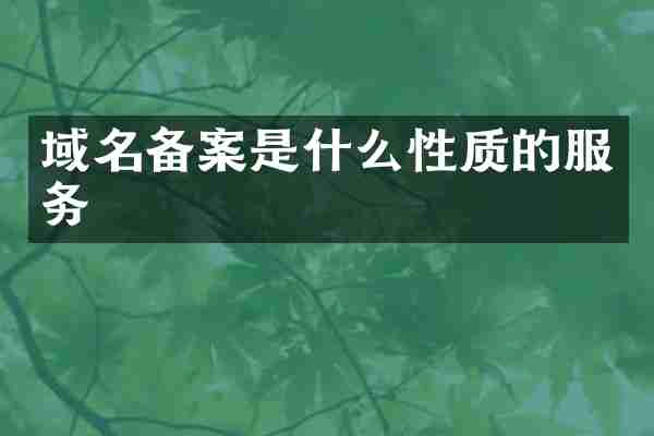 域名备案是什么性质的服务