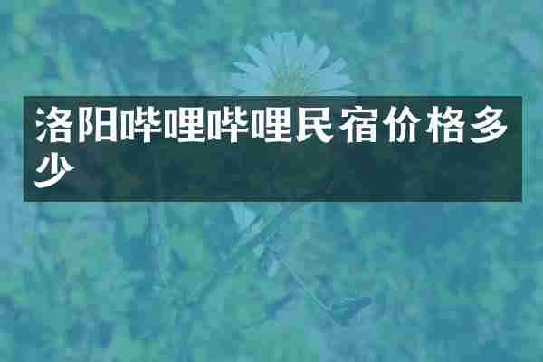洛阳哔哩哔哩民宿价格多少