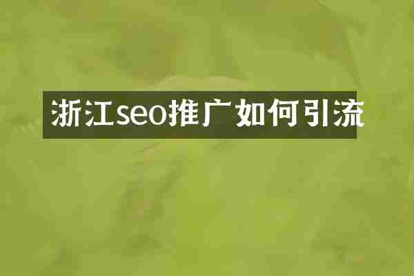 浙江seo推广如何引流