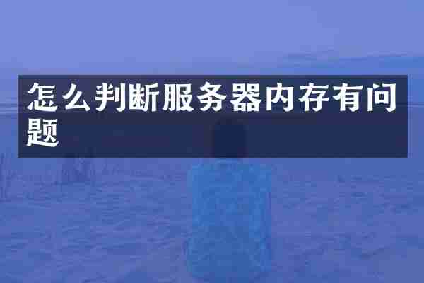 怎么判断服务器内存有问题