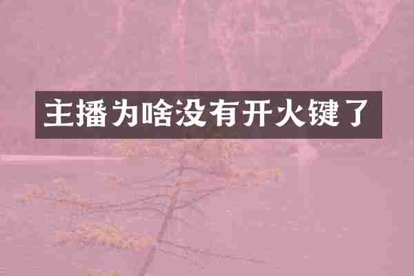 主播为啥没有开火键了