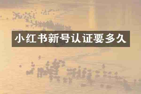小红书新号认证要多久