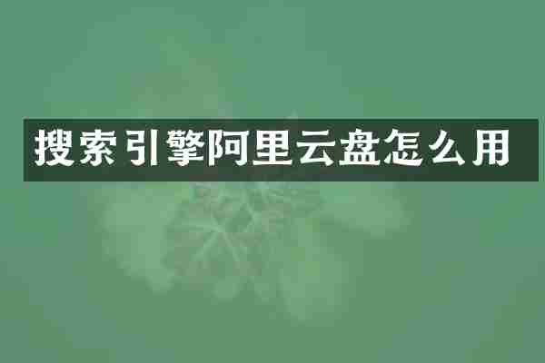 搜索引擎阿里云盘怎么用