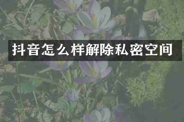 抖音怎么样解除私密空间