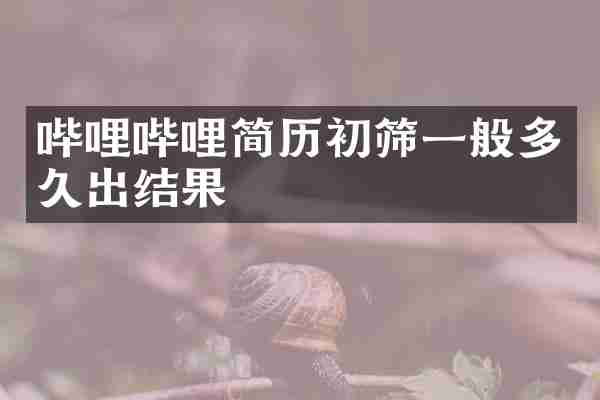 哔哩哔哩简历初筛一般多久出结果