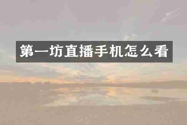 第一坊直播手机怎么看