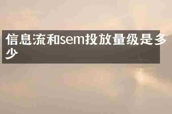 信息流和sem投放量级是多少