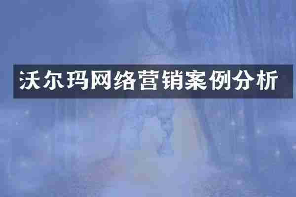 沃尔玛网络营销案例分析