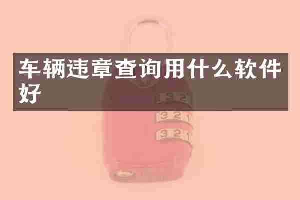 车辆违章查询用什么软件好