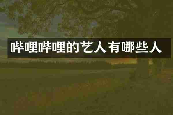 哔哩哔哩的艺人有哪些人