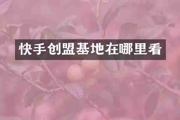 快手创盟基地在哪里看