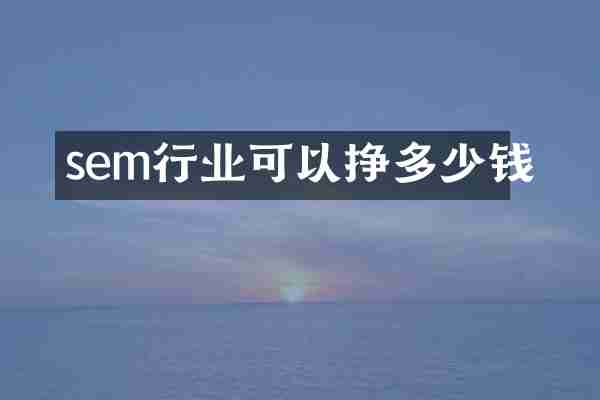 sem行业可以挣多少钱
